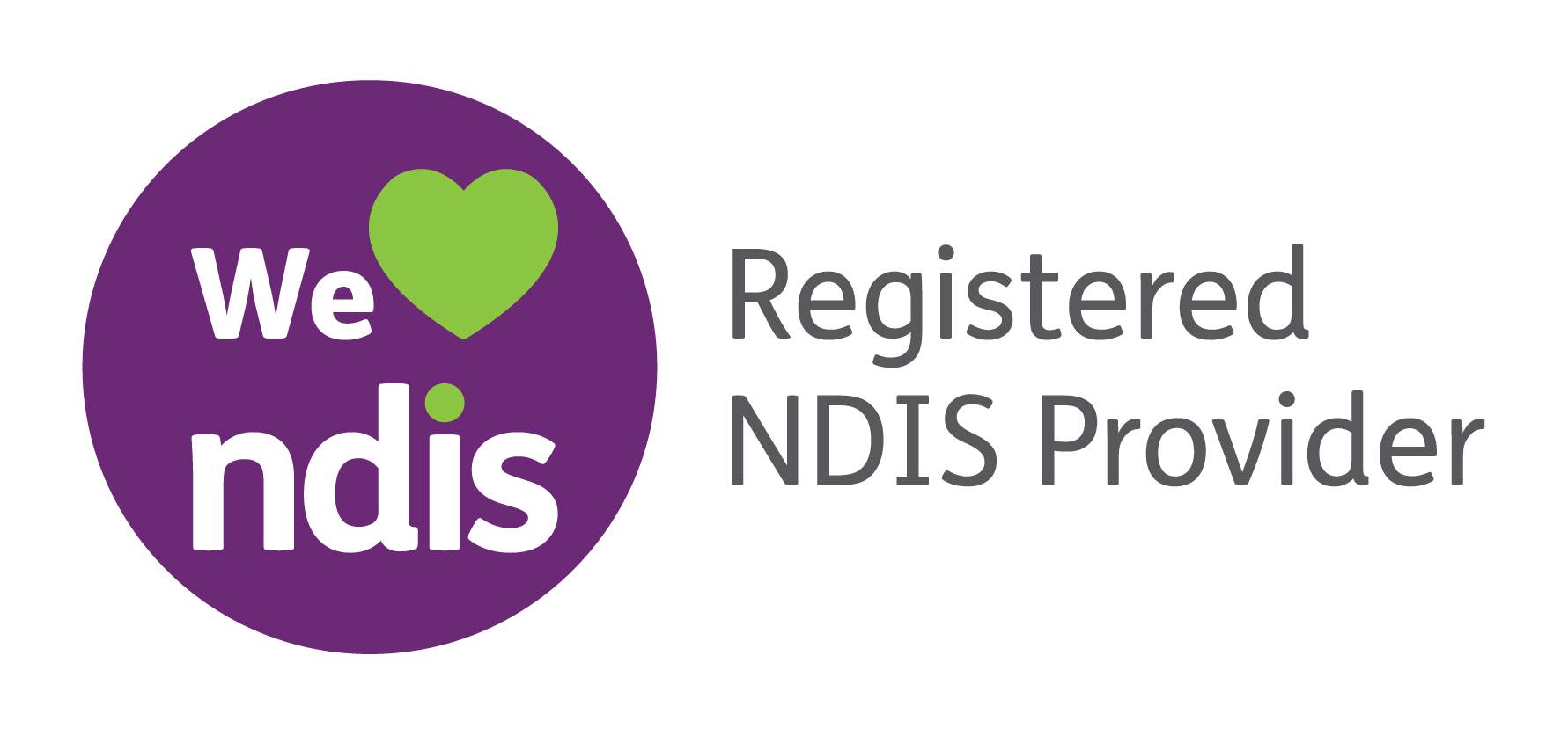 We heart NDIS Registered provider logo - Long